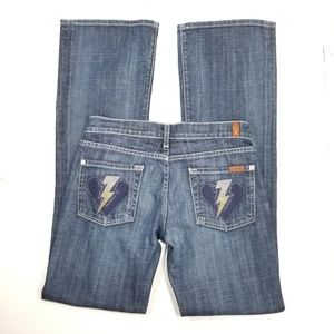 7FAM Jeans Lightning Bolts 25 Dark Denim